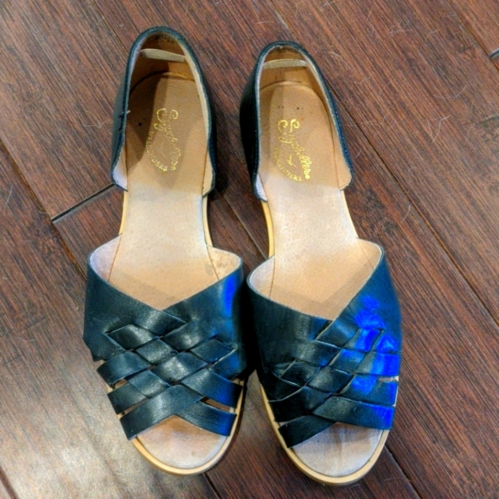 Seychelles black peep toe flats
